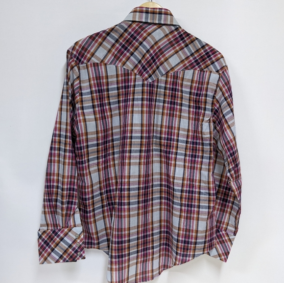 Plaid Wester Pearl Button Down, K- Mart, Vintage, Medium - Picture 5 of 16